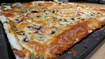 Pizza different than usual - many ingredients from the balcony garden