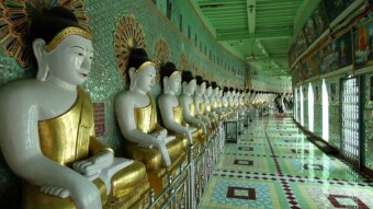 45 identical Buddha statues - U Min Thonze Temple, Sagaing, Myanmar - my Asia trip (photo, video)