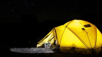 Outside the tent