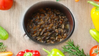 Mushroom soup made of forest mushrooms in a rural way