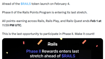Last call for Rails Perp Dex before $RAILS TGE on Feb 4.