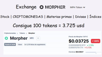 Consigue 100 MPH = 3.6 usd (Tradeables) con el exchange Morpher