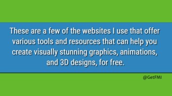 These are a few of the websites I use that offer various tools and resources that can help you create content with no cost.