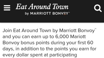 Earning Marriott Points through Dining - $48 Sign Up Bonus