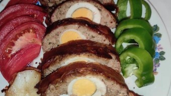 Foodbook #738 Stuffed meatloaf with potatoes