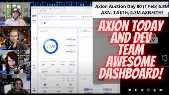 Axion Auction Day 80 (1 Feb) 6.8M AXN, 1.5ETH, 4.8M AXN/ETH! Axion Today Dev Team Awesome Dashboard Launched!