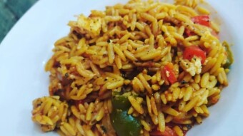 Foodbook #379 Whole-wheat orzo with tomato and basil