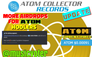 ATOM Price Increase, STEEM Airdrops, @MusicVoter2 Delegations