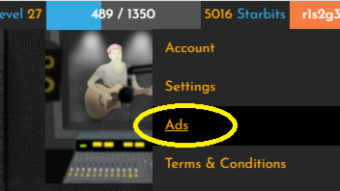 Advertise in Risingstar game using STARBITS