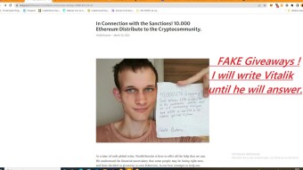 I wrote VITALIK BUTERIN - ETH founder on Twitter-  someone is making fake giveaways with his FACE