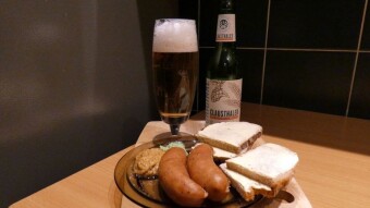Silesian sausages and German beer Clausthaler