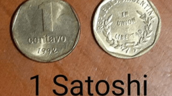 The Argentina 1 cent is now worth approximately one satoshi
