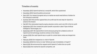 Timeline of the OpenAI vs Elon Musk dispute - according to OpenAI