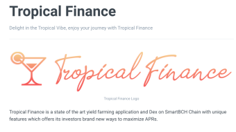 tropical finance DEX opens on December 14th on SmartBCH Chain