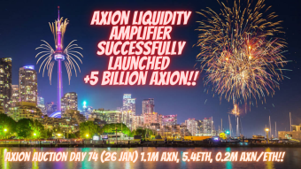 Axion Auction Day 74 (26 Jan) 1.1M AXN, 5.4ETH, 0.2M AXN/ETH! Liquidity Amplifier Successfully Launched 5 Billion AXN!