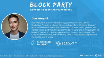 Blocknorth and Syscoin Platform Present: Block Party Amsterdam, November 7, 2019!