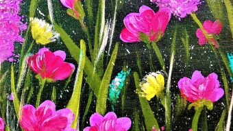 Painting Beautiful Flowers With Acrylic colors | How To Paint Easy #0026