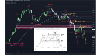 BTC Down trend continuation with Wyckoff's distribution pattern in action & Elliot waves & Fibo.