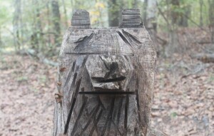 Bear sculpture made from tree stump