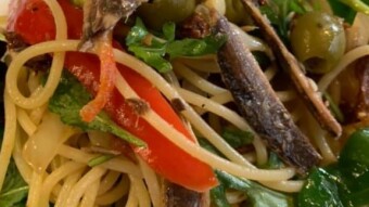 HAWAIIAN-PASTA SARDINES WITH GREENS