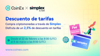 Descuento exclusivo del 2.5% en las tarifas de servicio de Simplex para todos los usuarios de CoinEx