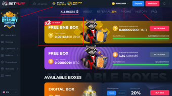 Betfury has a free #BNB and #BTC token giveaway every 20 minutes DAILY PROFIT 0.00158400 BNB!