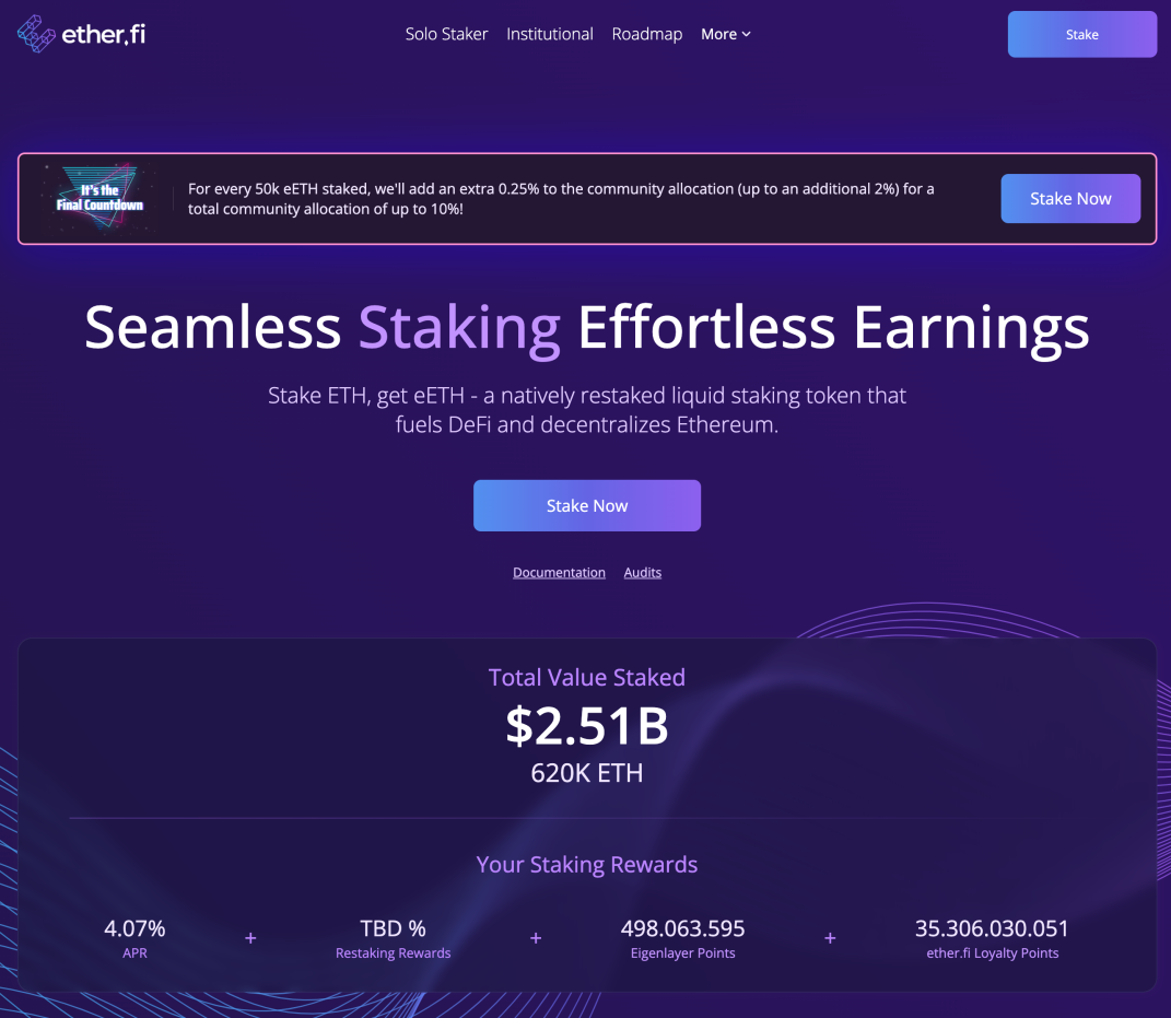 Screenshot Ether.fi $ETHFI