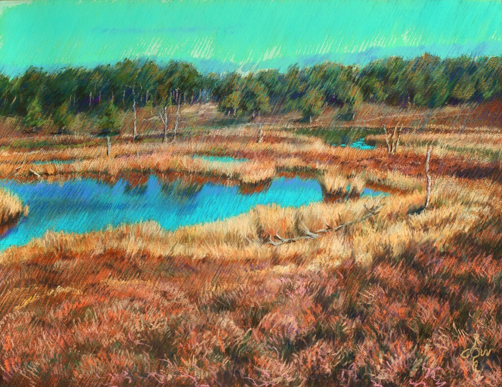 impressionist landscape pastel drawing