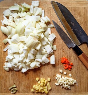 Diced and chopped