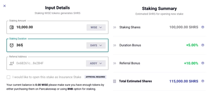 WiseB Stake