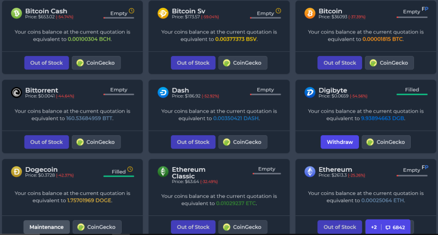 faucet crypto selection
