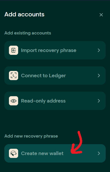 Create New Tally Ho Wallet