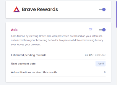 brave rewards setting