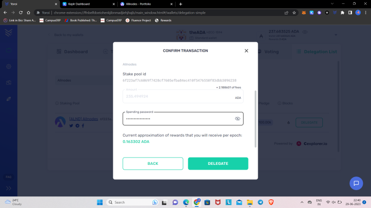 Staking Cardano with Yoroi wallet