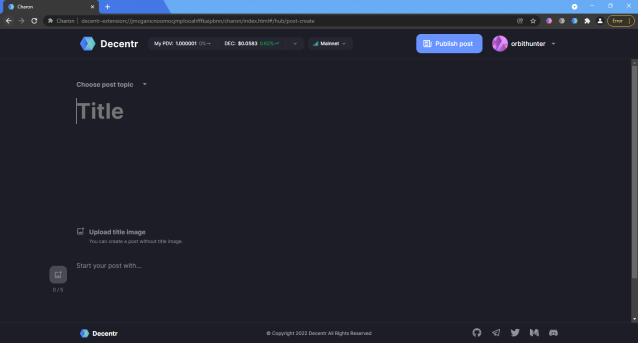 Writing a Post in Decentr