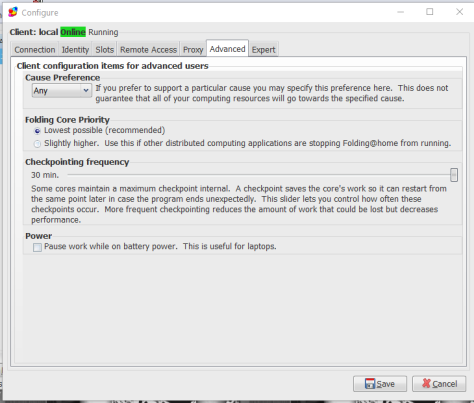 Figure 12. Advanced tab screen.
