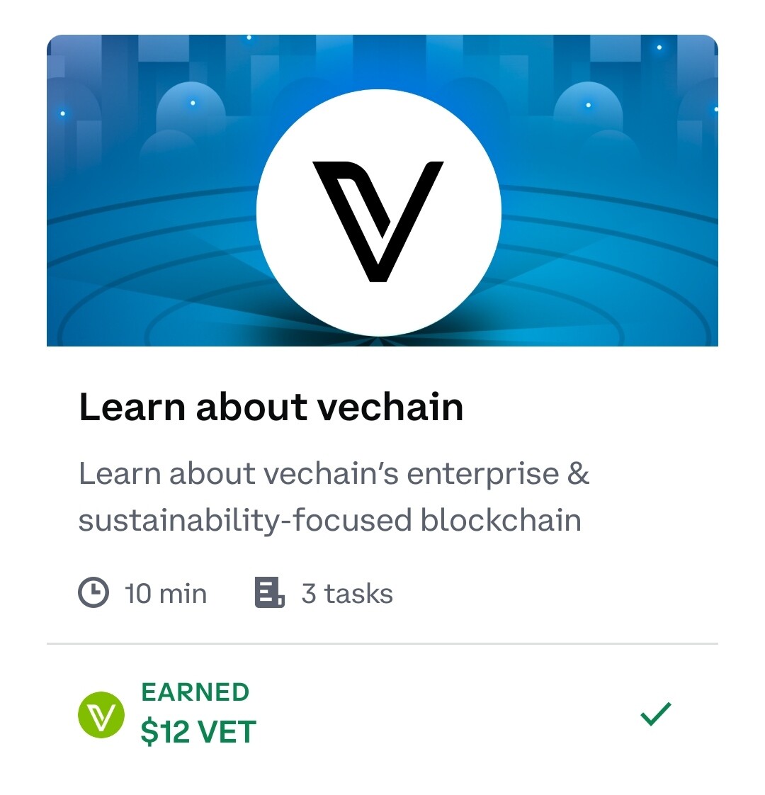 Earn $12 VET : Coinbase Learning rewards