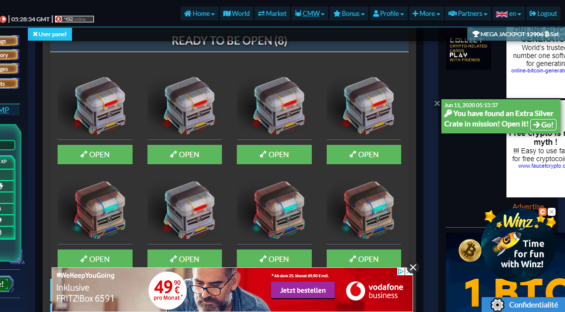 Shows the Crates section of this game