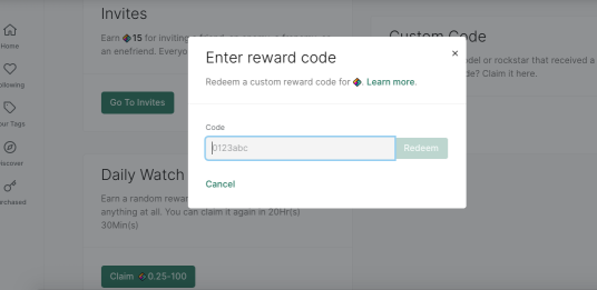 reward code LBRY