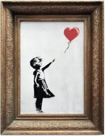 Girl with Balloon by Banksy (prior to being shredded)