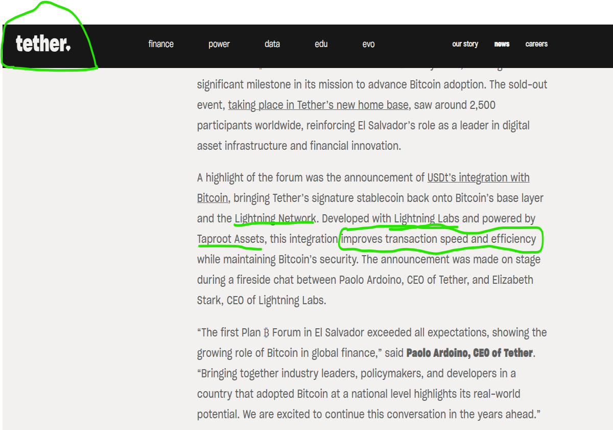 tether lightning network