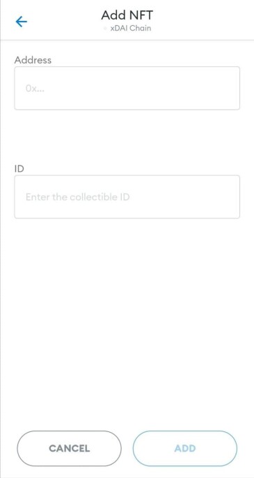 Enter the smart contract address and your token ID