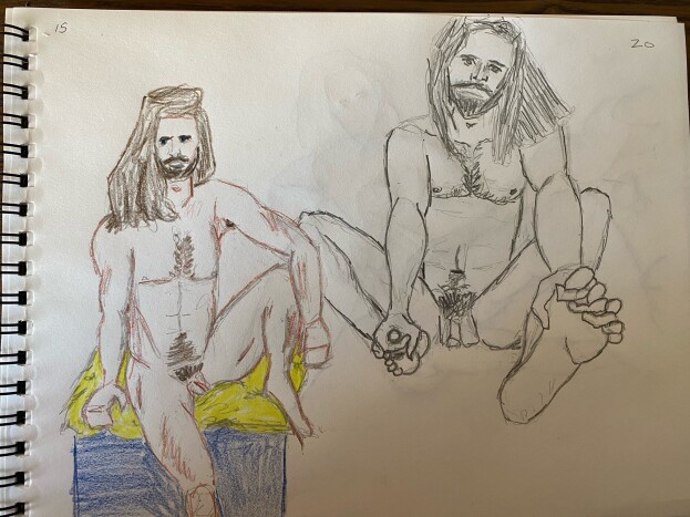 two 15-minute sketches of Lalo - Pencil and Colored Pencil
