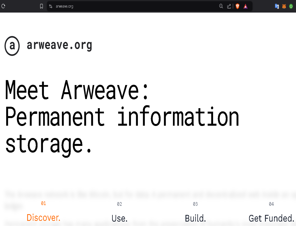 Arweave Main Page circa Dc 1st 2024