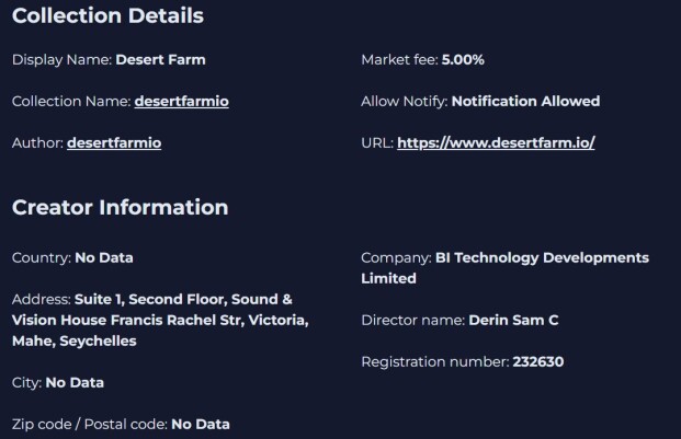 DesertFarm details on Atomic Hub