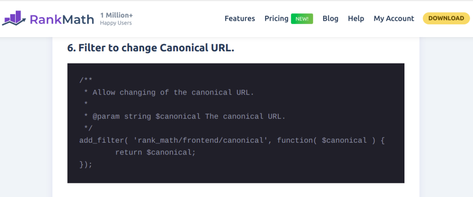 rankmath canonical api