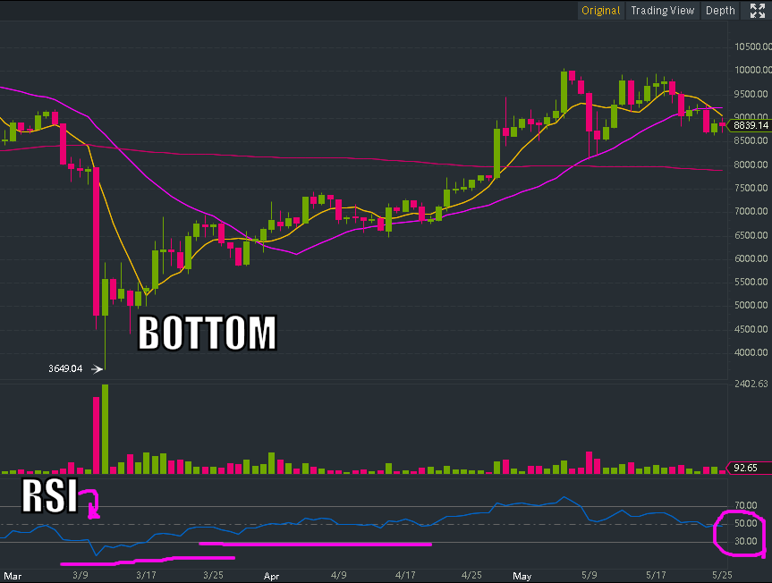 RSI bitcoin bottom example trevor balthrop