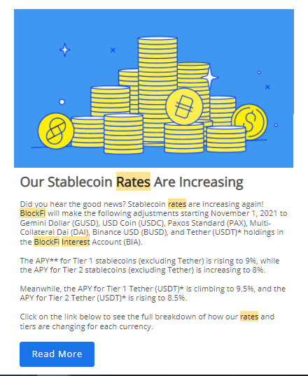 E-mail notice of latest rates increase