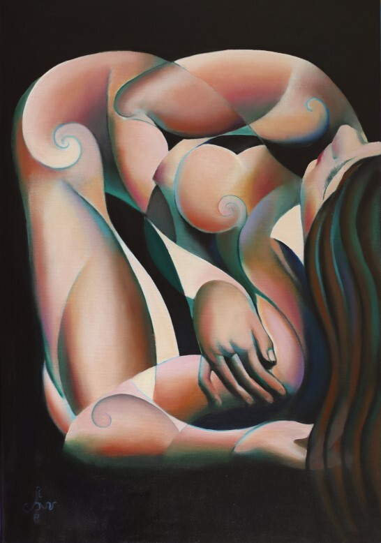 cubist nude oil painting