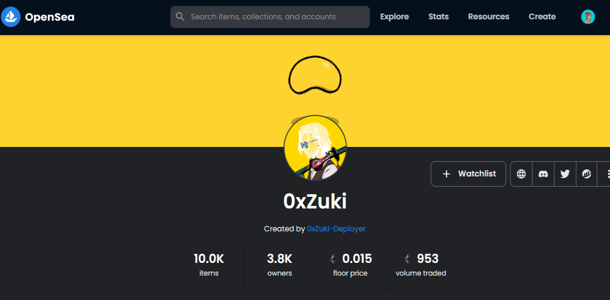 0X Zuki official OpenSea account